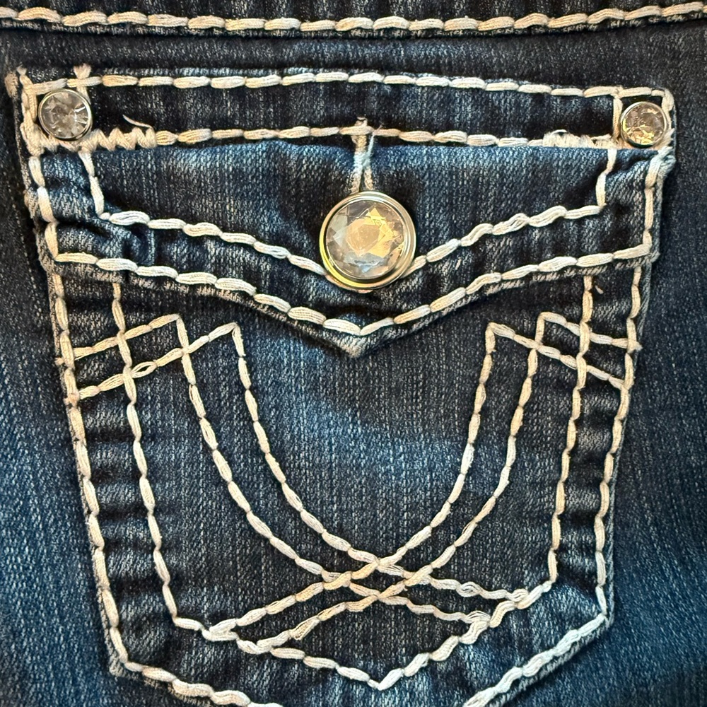 L.A. Idol Y2K McBling Rhinestone Thick Stitch Skinny Jeans Size 11 - Picture 11 of 11